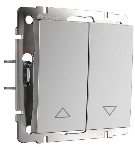 Выключатель жалюзи без фиксации без рамки Werkel 2-кл. серебряный глянцевый фото Выключатель жалюзи без фиксации без рамки Werkel 2-кл. серебряный глянцевый картинка